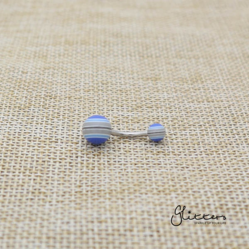 14 Gauge Acrylic Multi Color Strips Balls Belly Button Ring – Blue