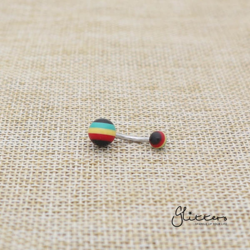 14 Gauge Acrylic Multi Color Strips Balls Belly Button Ring – Rasta