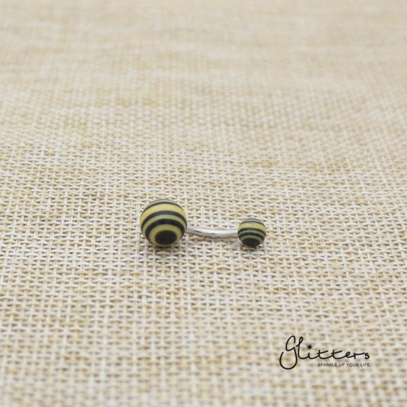 14 Gauge Acrylic Multi Color Strips Balls Belly Button Ring – Yellow