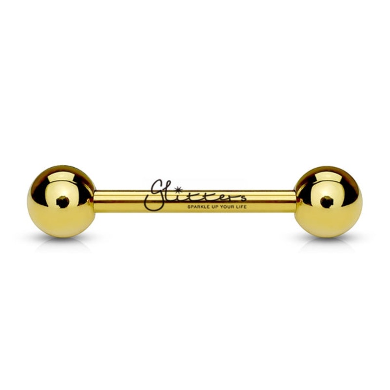 18K Gold I.P Over 316L Surgical Steel Barbells – Tongue | Nipple 12mm