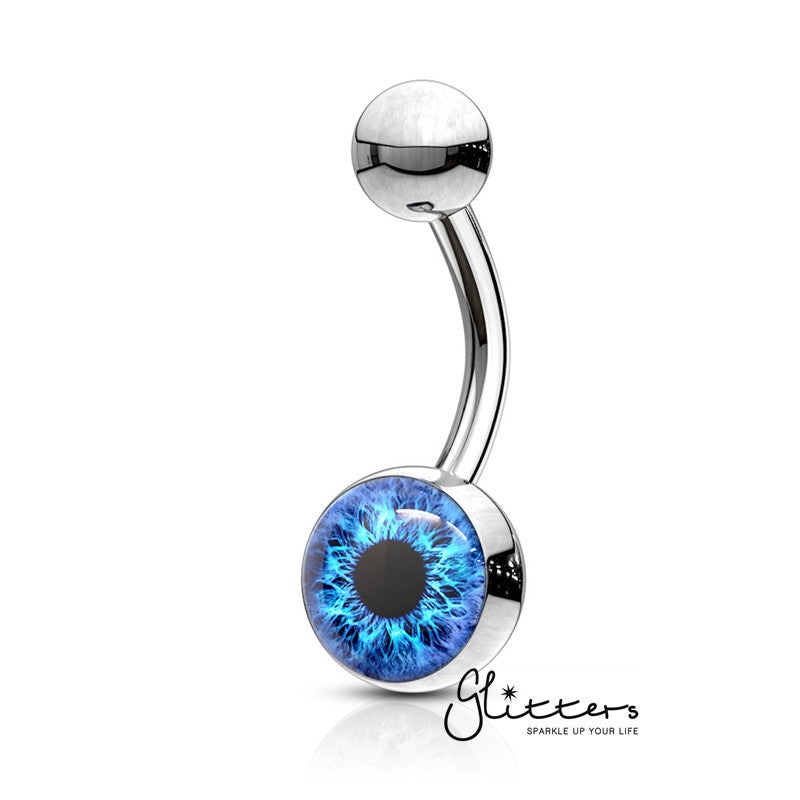 316L Surgical Steel Eye Inlaid Belly Button Navel Ring – Blue