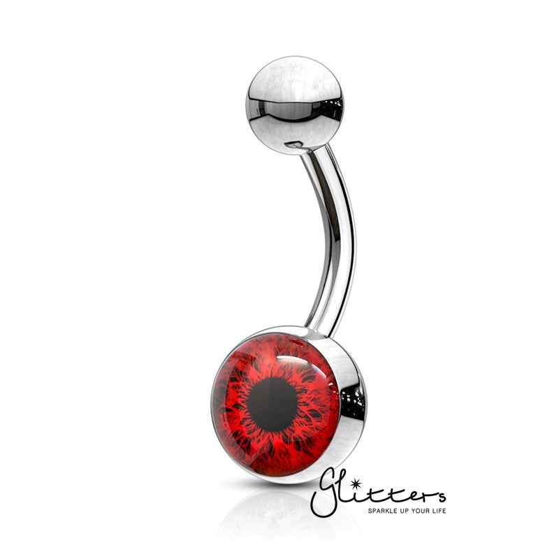316L Surgical Steel Eye Inlaid Belly Button Navel Ring – Red