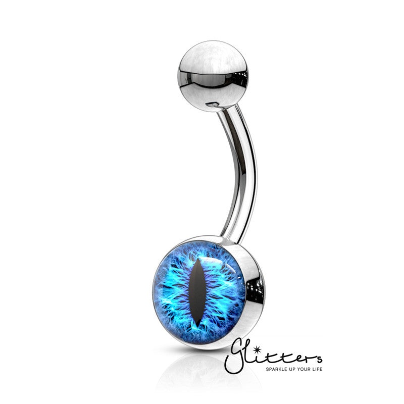316L Surgical Steel Snake Eye Inlaid Belly Button Navel Ring – Blue