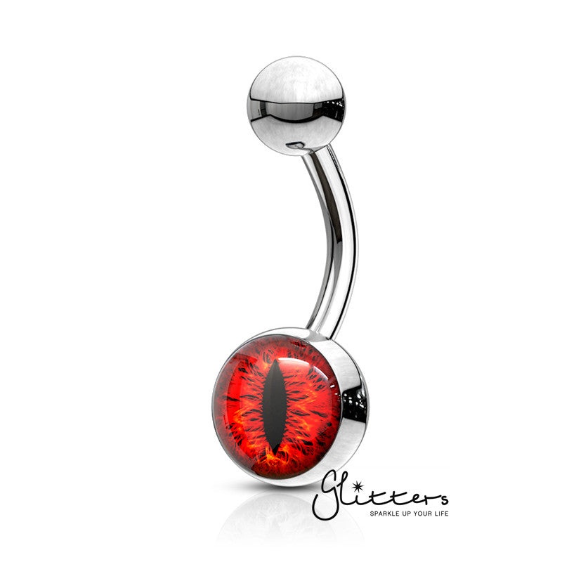 316L Surgical Steel Snake Eye Inlaid Belly Button Navel Ring – Red