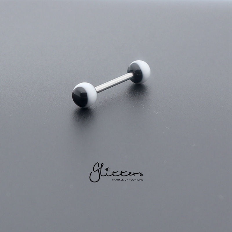 Black Circle Acrylic Ball with Surgical Steel Tongue Bar