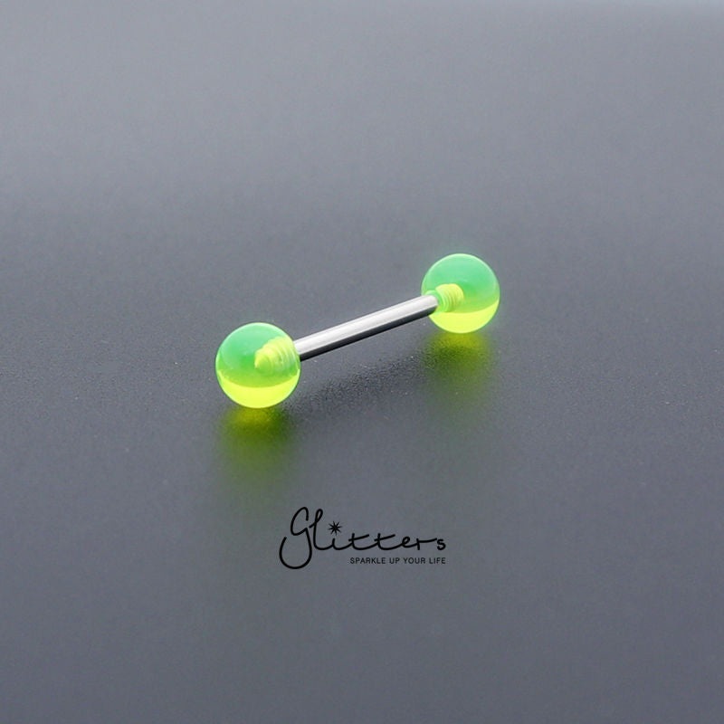 Green Acrylic Ball with Surgical Steel Tongue Barbell