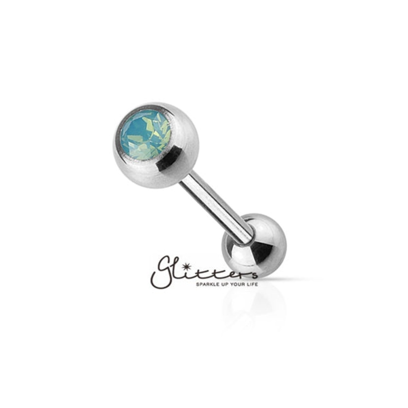 Opalite Green Gem Top with Surgical Steel Tongue Barbell
