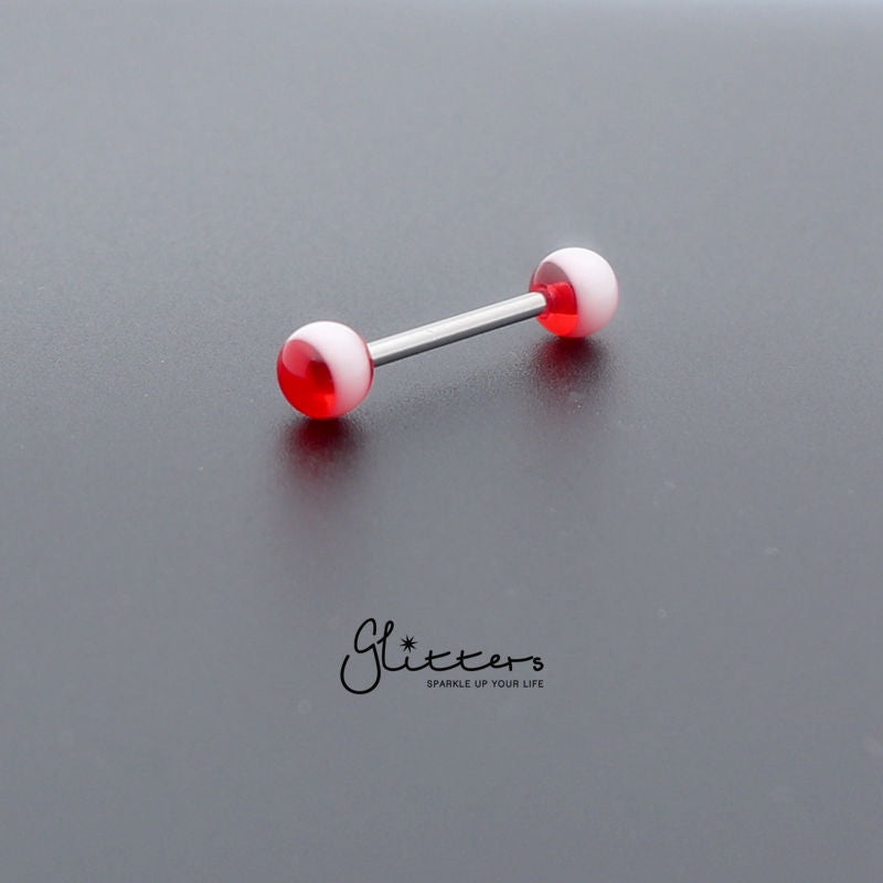 Red Circle Acrylic Ball with Surgical Steel Tongue Bar