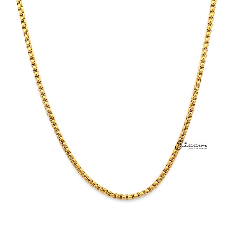 Gold I.P Stainless Steel Classic Rolo Cable Chain Necklaces – 3mm width | 61cm length