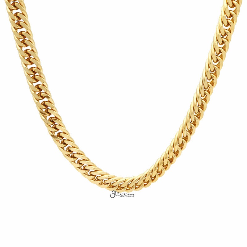 Gold I.P Stainless Steel Curb Link Chain Necklace – 10mm width