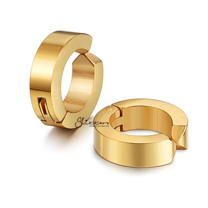 Non-Pierced Stainless Steel Clip On Hoop Earrings – Gold