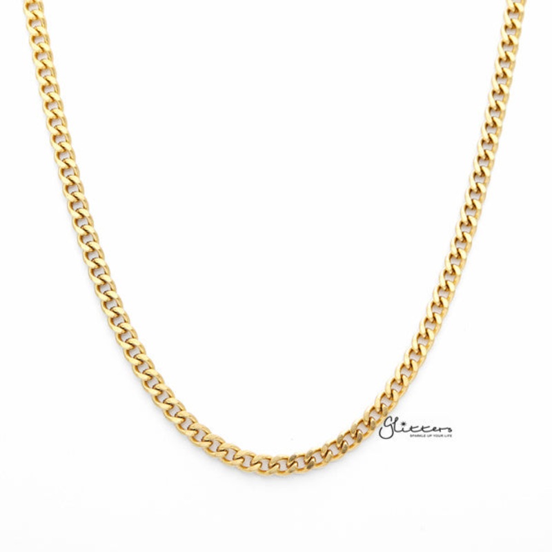 18K Gold I.P Stainless Steel Curb Chain Men’s Necklaces – 4.5mm width | 61cm length