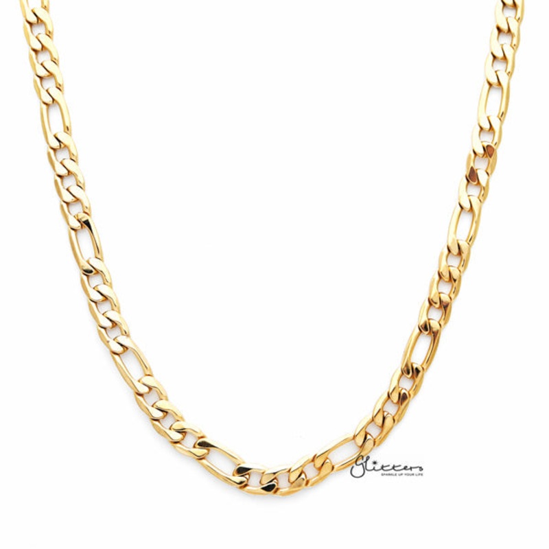 18K Gold I.P Stainless Steel Figaro Chain Men’s Necklaces – 6mm width | 61cm length