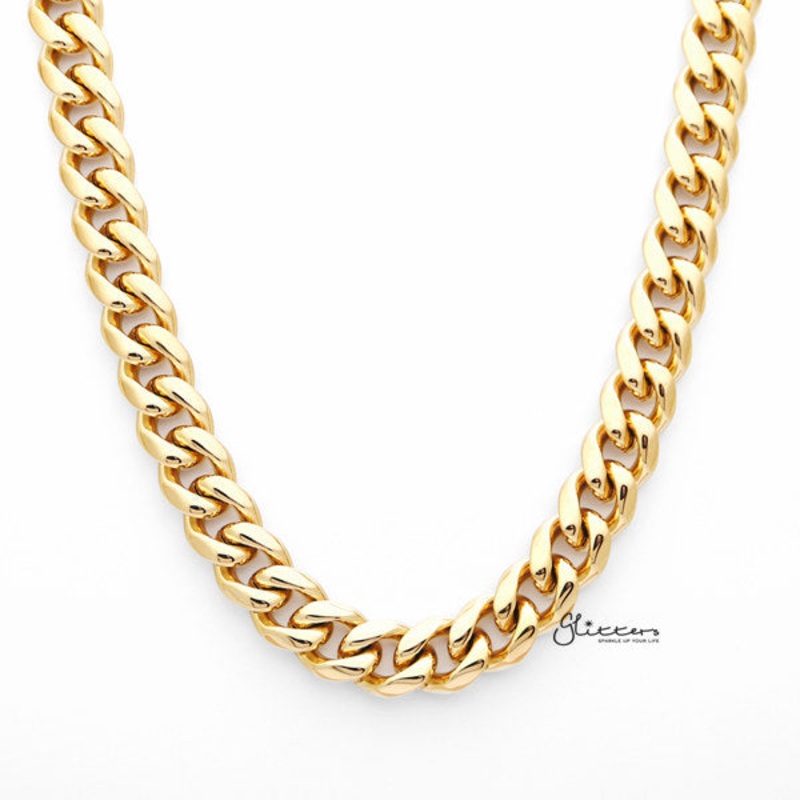 18K Gold I.P Stainless Steel Miami Cuban Curb Chain Men’s Necklaces – 10mm width | 61cm length