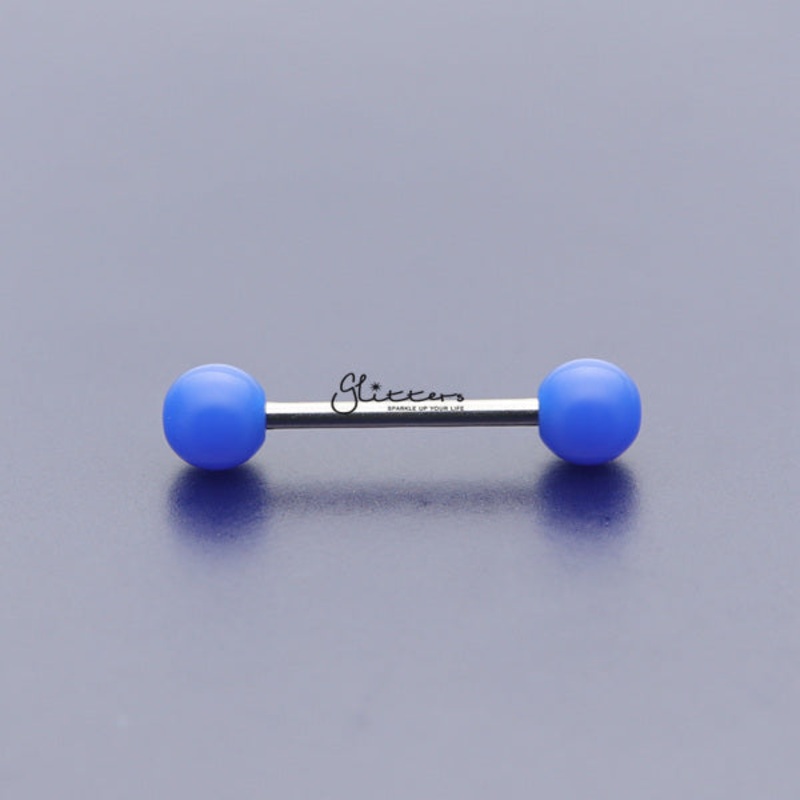 Blue Solid Colour Acrylic Ball with Surgical Steel Tongue Barbell