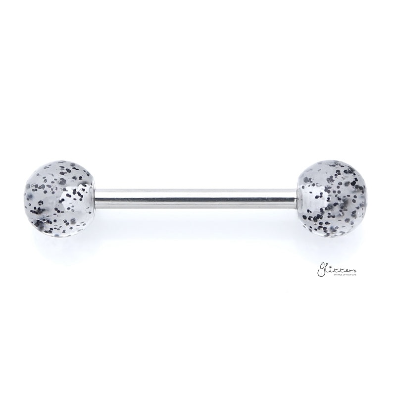 Glitters Acrylic Ball Tongue Barbell – Black