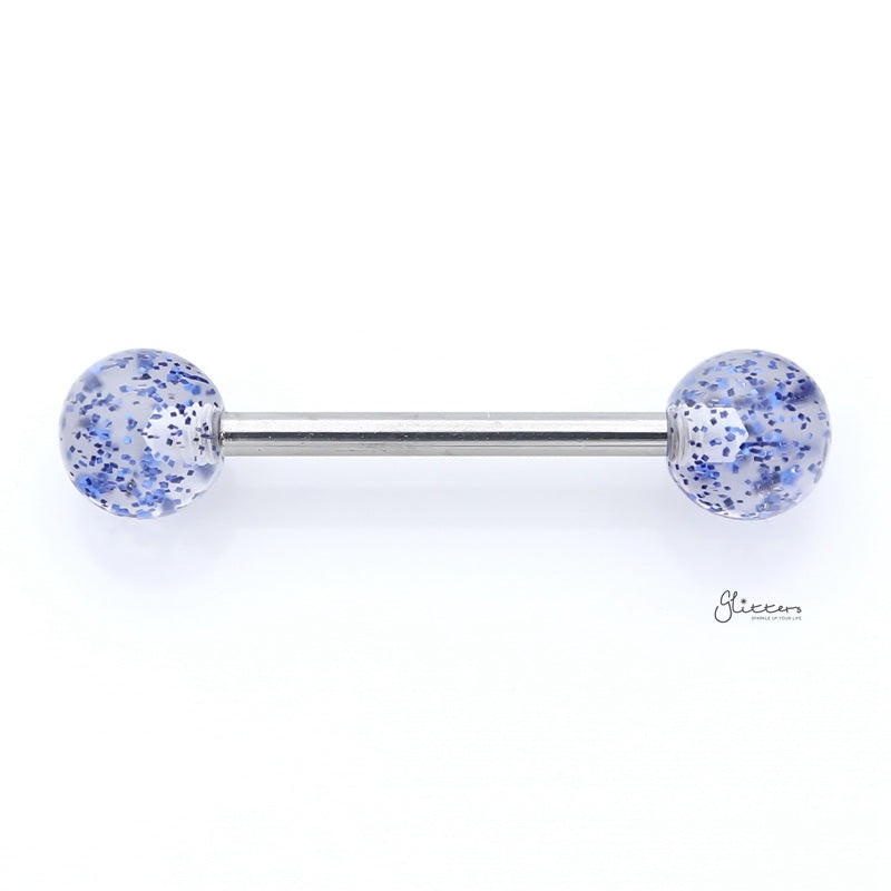 Glitters Acrylic Ball Tongue Barbell – Blue