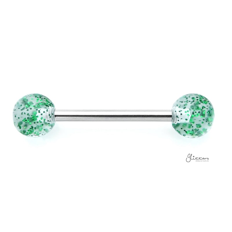 Glitters Acrylic Ball Tongue Barbell – Green