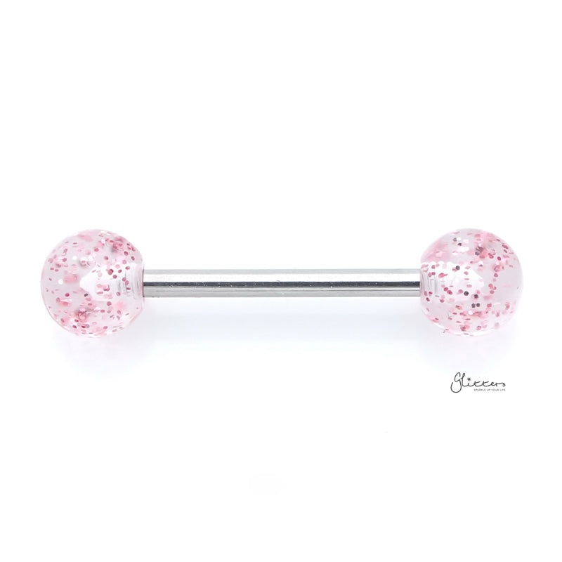 Glitters Acrylic Ball Tongue Barbell – Pink