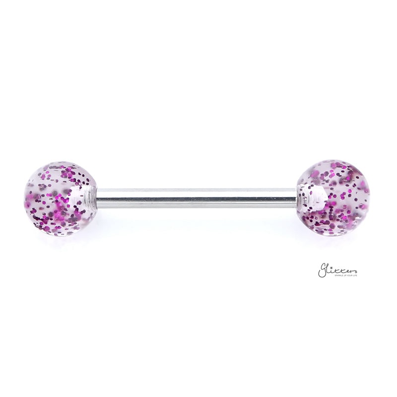 Glitters Acrylic Ball Tongue Barbell – Purple