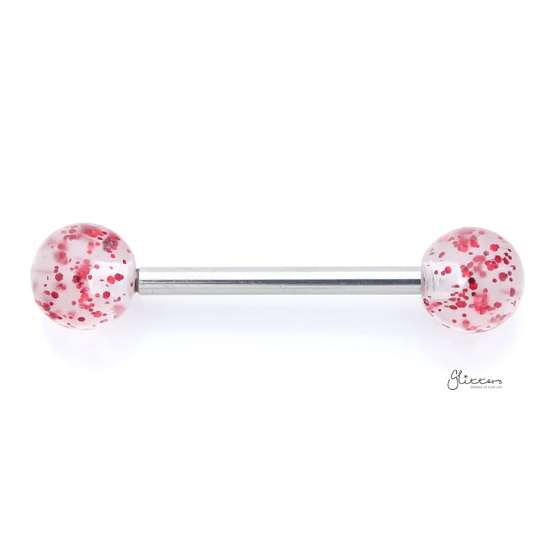Glitters Acrylic Ball Tongue Barbell – Red