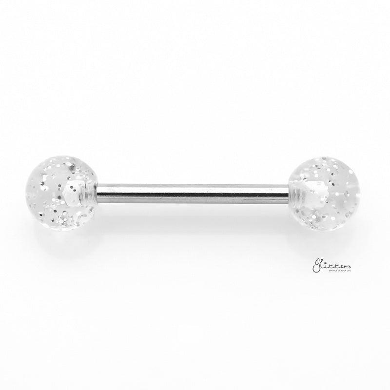 Glitters Acrylic Ball Tongue Barbell – White