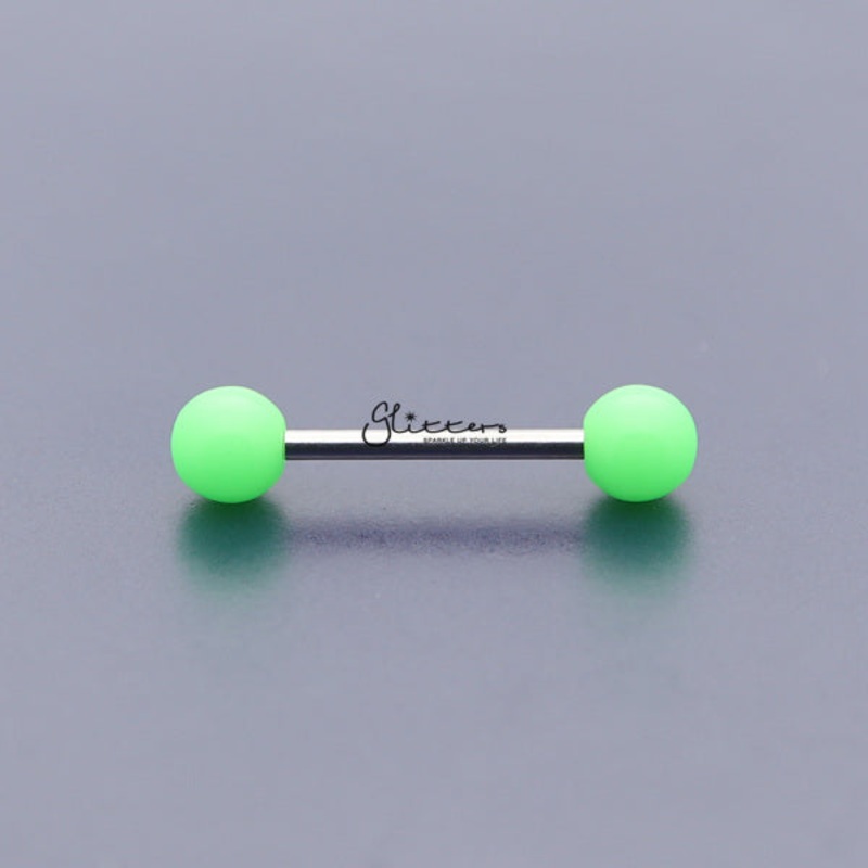 Green Solid Colour Acrylic Ball with Surgical Steel Tongue Barbell