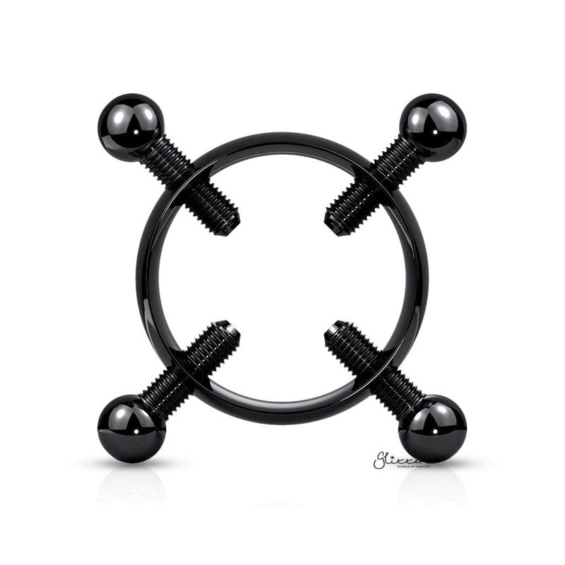 Non-Piercing Adjustable Nipple Clamp with 4 Screws – Black