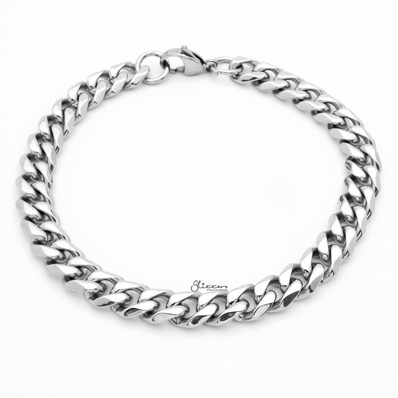 Stainless Steel Beveled Cuban Chain Bracelet – 9mm Width