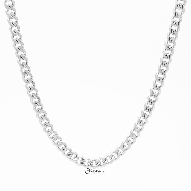 Stainless Steel Beveled Cuban Chain Necklaces – 7mm width