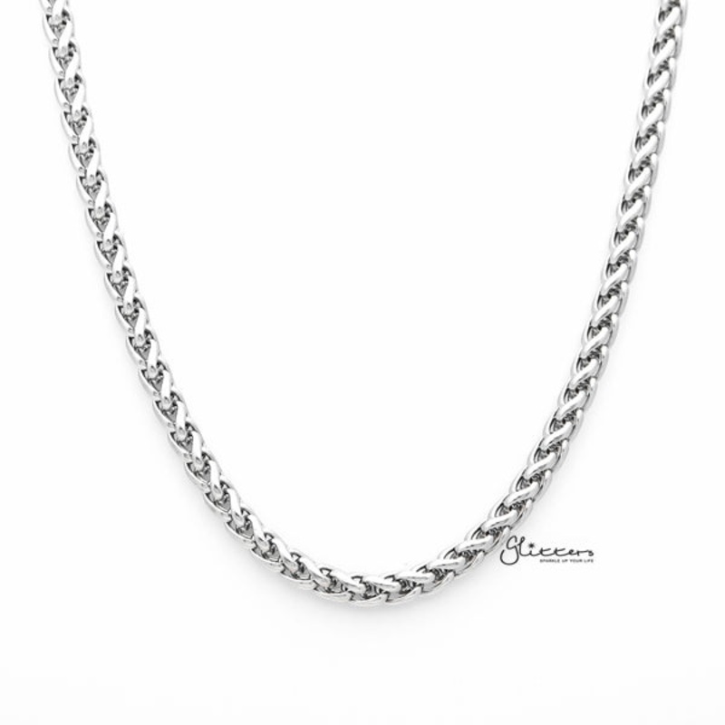 Stainless Steel Braided Wheat Chain Men’s Necklaces – 5mm width | 61cm length