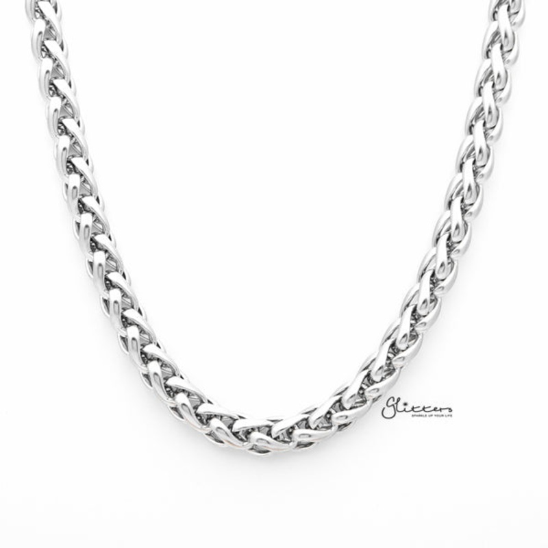 Stainless Steel Braided Wheat Chain Men’s Necklaces – 8mm width | 61cm length