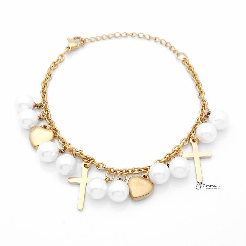 18K Gold Plated Women’s Bracelet with Dangle Multi Charms