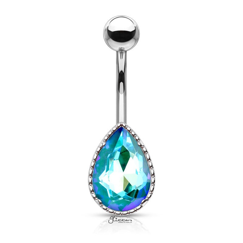AB Effect Tear Drop Stone Belly Button Navel Ring – Aqua