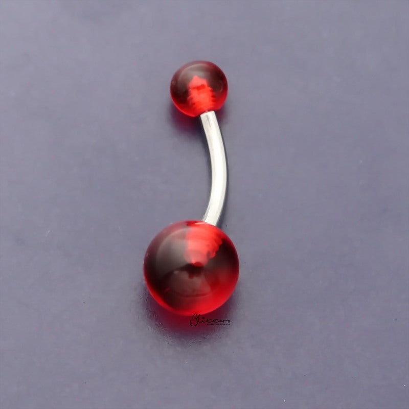 Acrylic Balls Belly Button Navel Ring – Red