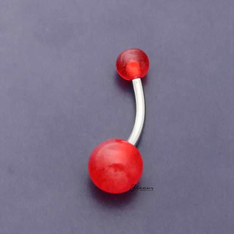 Acrylic Balls Belly Button Navel Ring – Solid Red