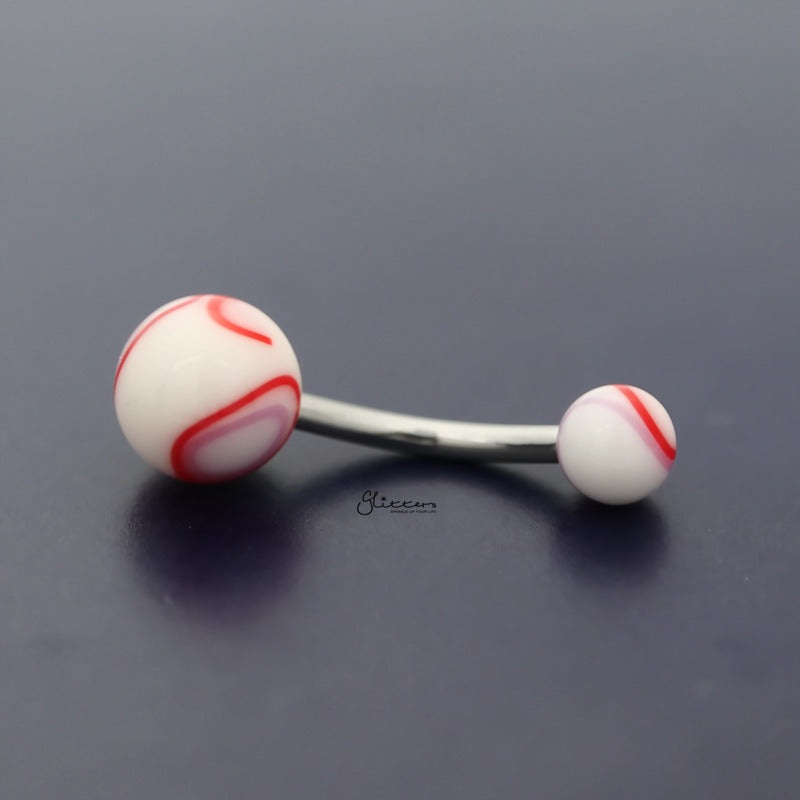 Acrylic Marble Balls Belly Button Navel Ring – Red/Purple