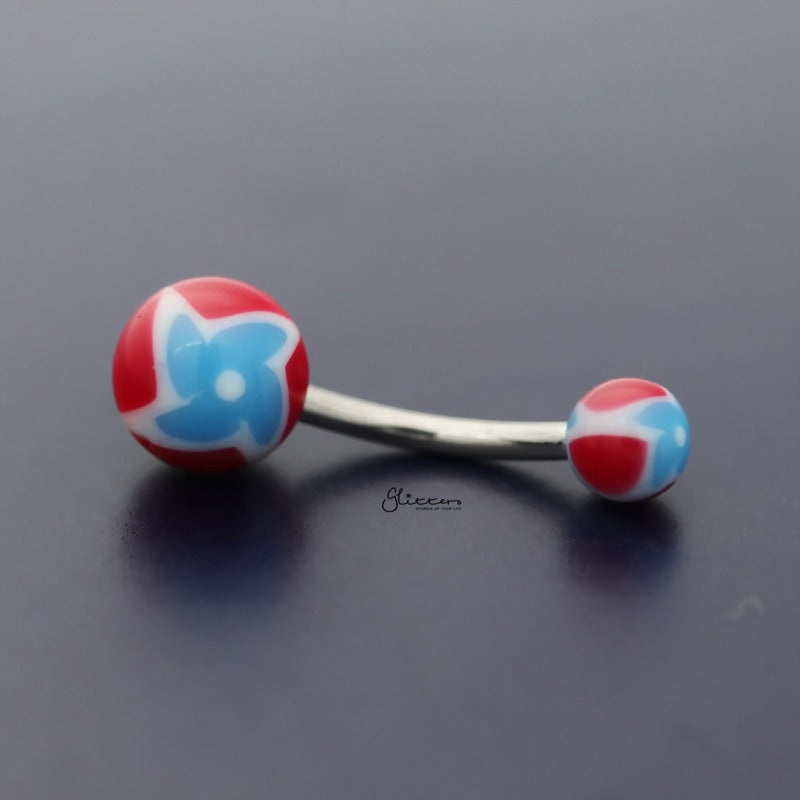 Acrylic Twister Flower Balls Belly Button Navel Ring – Aqua