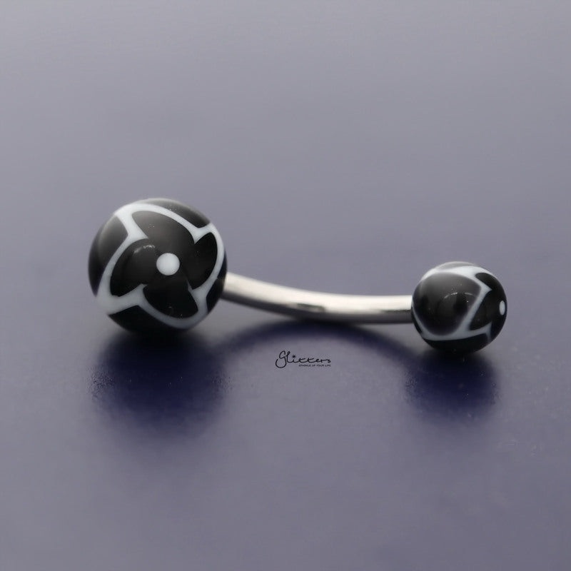 Acrylic Twister Flower Balls Belly Button Navel Ring – Black