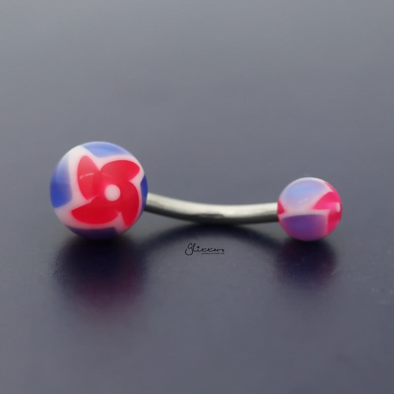 Acrylic Twister Flower Balls Belly Button Navel Ring – Red