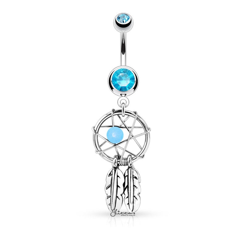 Dream Catcher Woven Star Design Belly Button Navel Ring – Aqua