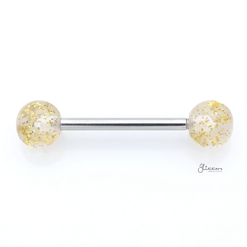 Glitters Acrylic Ball Tongue Barbell – Yellow