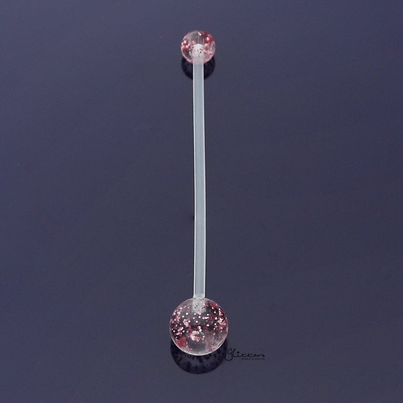 Glitters Acrylic Balls Pregnancy Bioflex Belly Button Ring – Pink