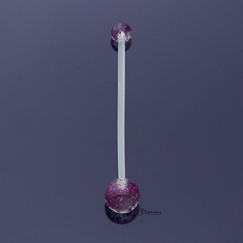 Glitters Acrylic Balls Pregnancy Bioflex Belly Button Ring – Purple
