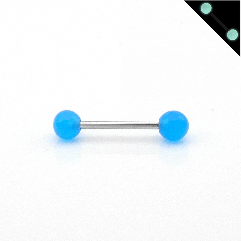 Glow In The Dark Ball Tongue Barbell – Blue