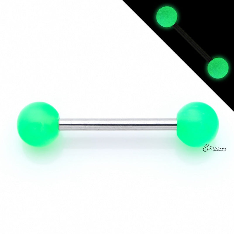 Glow In The Dark Ball Tongue Barbell – Green