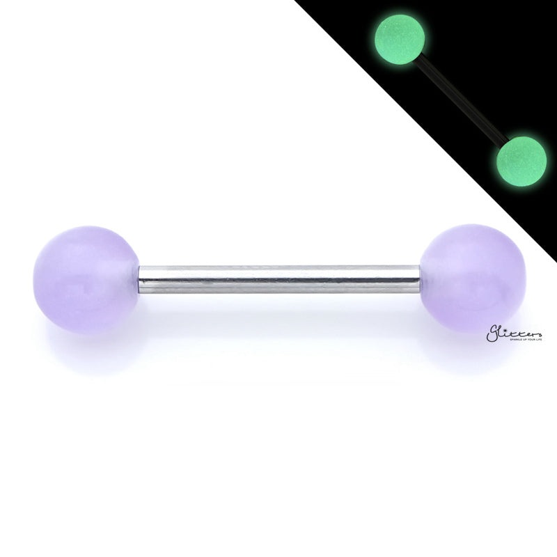 Glow In The Dark Ball Tongue Barbell – Light Blue