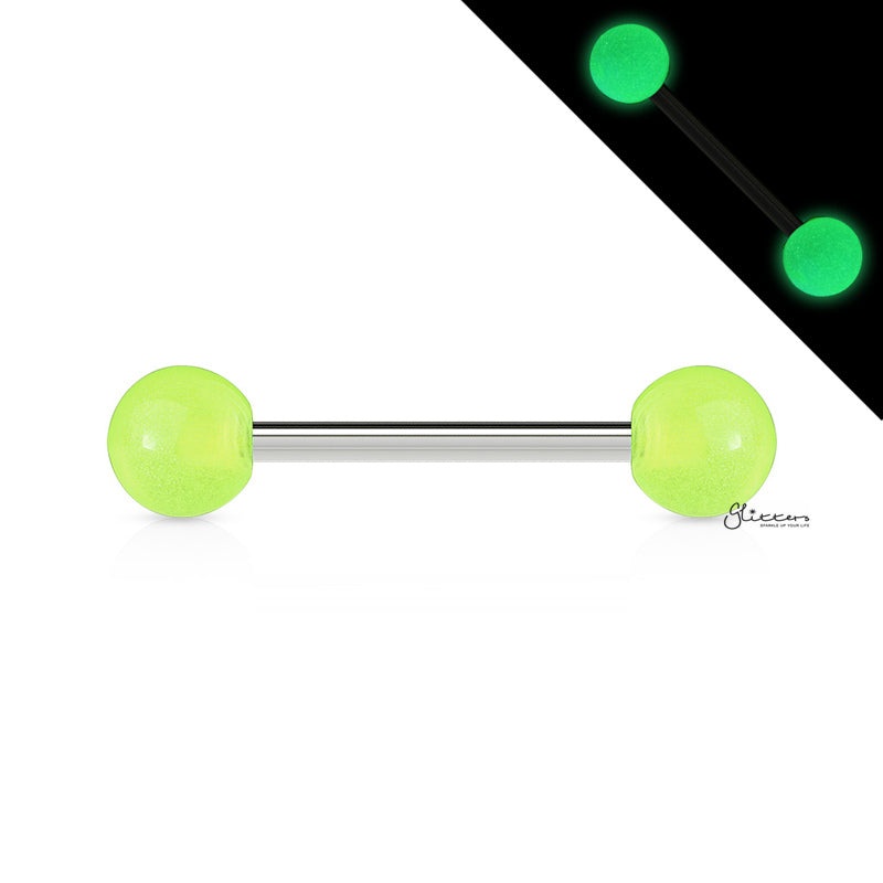 Glow In The Dark Ball Tongue Barbell – Light Green