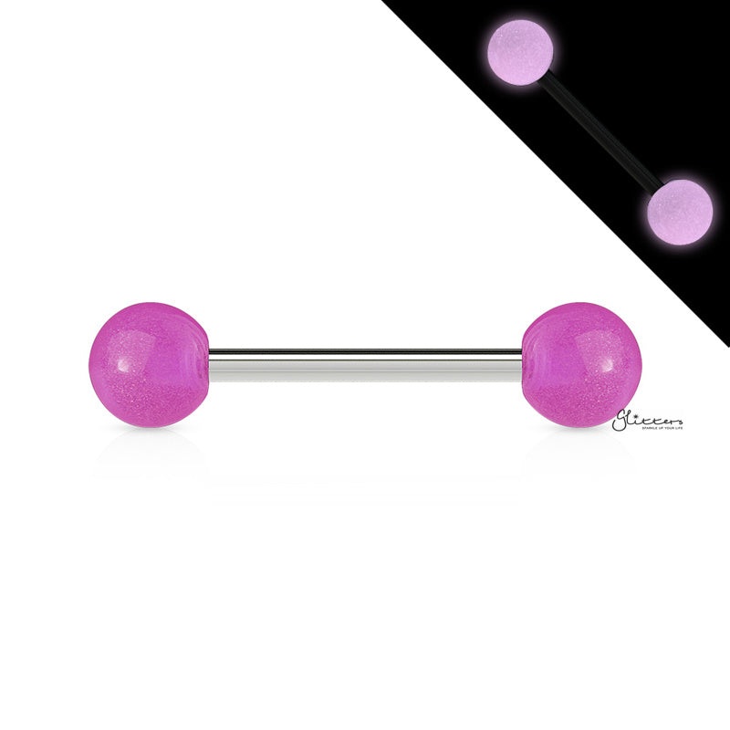 Glow In The Dark Ball Tongue Barbell – Purple