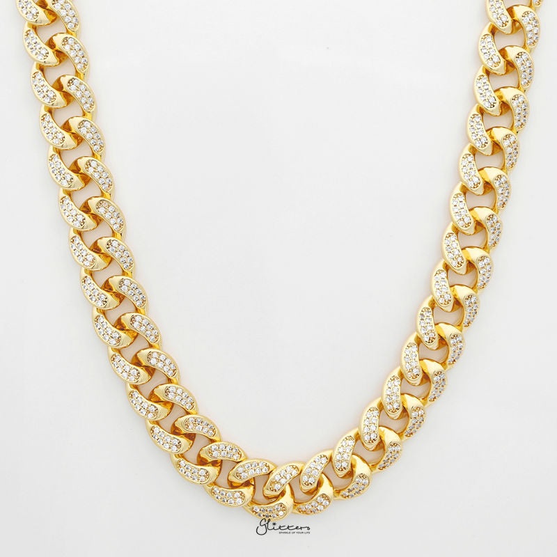 15mm Iced Out Miami Cuban Chain – Gold